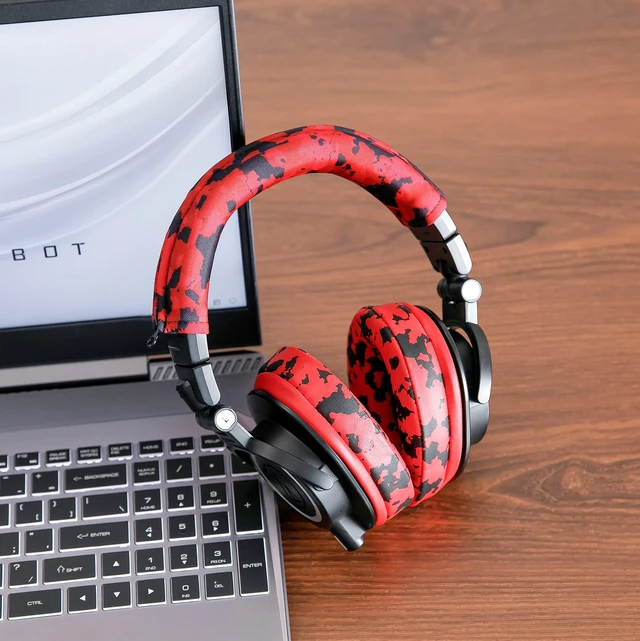 Alt view image 6 of 7 - BandZ V2 - Headband Cover for Audio Technica ATH M50X & M50XBT Made by Wicked Cushions Also fits ATH M50, M40X & More, Machine Washable, No More Flaking Leather Red Camo