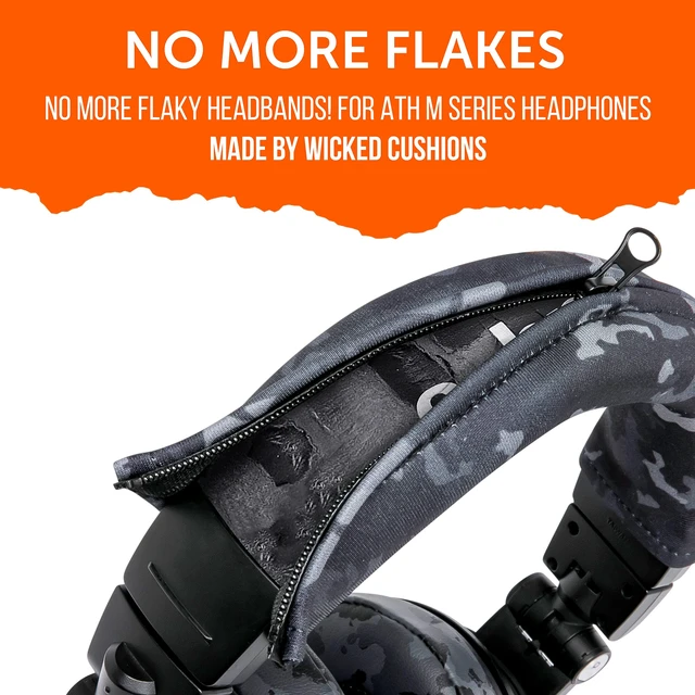 Alt view image 6 of 7 - BandZ V2 - Headband Cover for Audio Technica ATH M50X & M50XBT Made by Wicked Cushions Also fits ATH M50, M40X & More, Machine Washable, No More Flaking Leather Black Camo