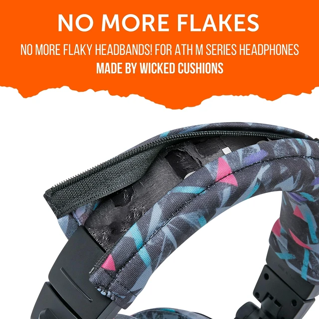 Alt view image 6 of 7 - BandZ V2 - Headband Cover for Audio Technica ATH M50X & M50XBT Made by Wicked Cushions Also fits ATH M50, M40X & More, Machine Washable, No More Flaking Leather 90's Black