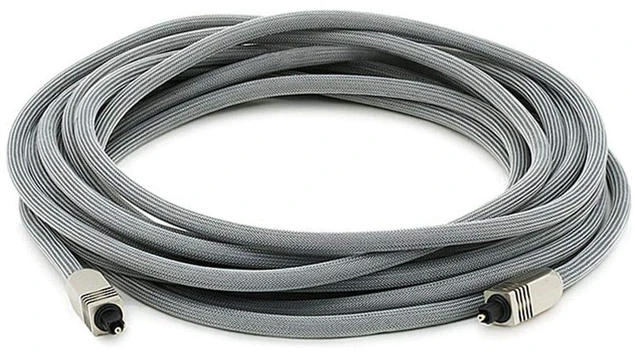 Main image of 102766 Premium S/PDIF (Toslink) Digital Optical Audio Cable - Silver - 25ft Heavy Duty Mesh Jacket, Metal Connector Heads, For Play Station, Xbox one, Home theater & More,Black