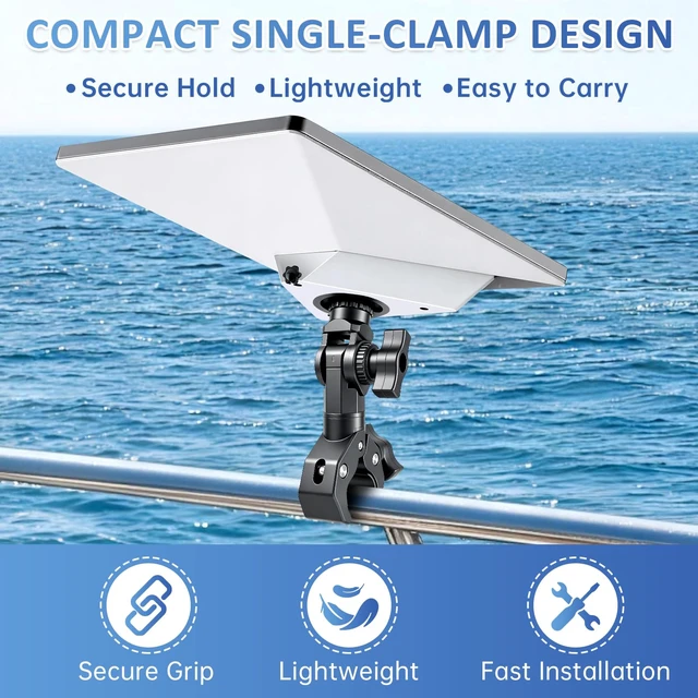 Alt view image 2 of 7 - Starlink Mount for Starlink Mini, Single-Clamp Pole Mount Kit for RV Lightweight aluminum & reinforced nylon mount with universal 1/4"-20 threads for RV, camping & travel