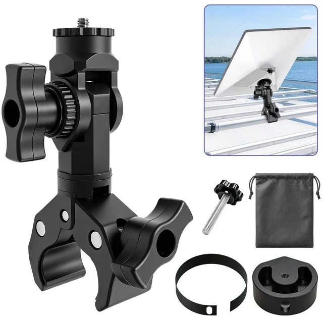 Main image of Starlink Mount for Starlink Mini, Single-Clamp Pole Mount Kit for RV Lightweight aluminum & reinforced nylon mount with universal 1/4"-20 threads for RV, camping & travel