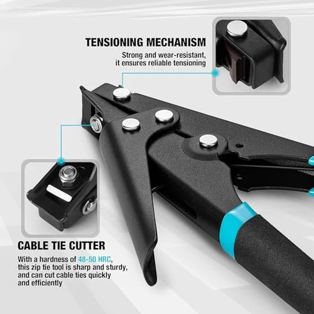 Alt view image 3 of 7 - 8-inch Zip Tie Tool, Ergonomic Cable Tie Gun for Fastening and Cutting Plastic or Nylon, Tensioning and Cutting Tool for Cable Management (Pack of 2)