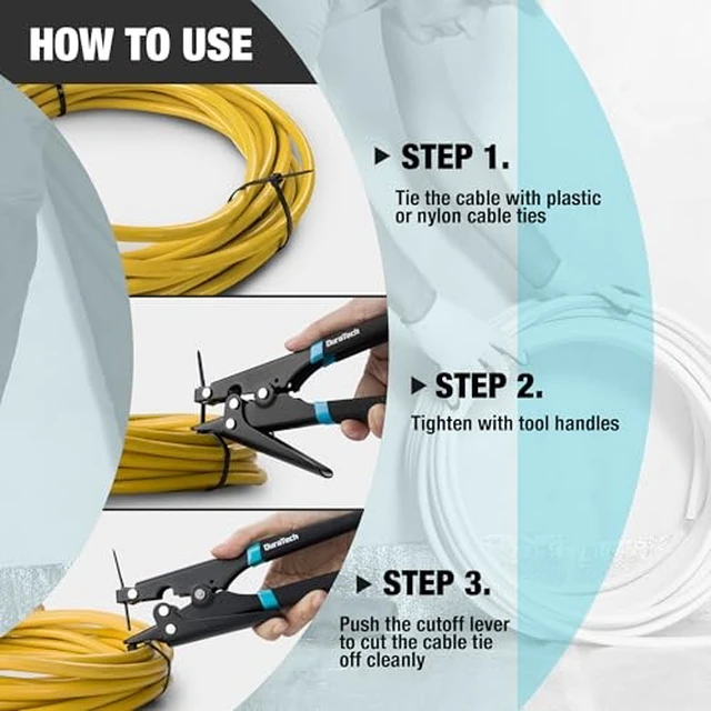 Alt view image 4 of 7 - 8-inch Zip Tie Tool, Ergonomic Cable Tie Gun for Fastening and Cutting Plastic or Nylon, Tensioning and Cutting Tool for Cable Management (Pack of 2)