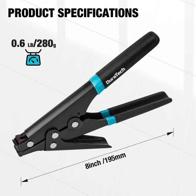 Alt view image 5 of 7 - 8-inch Zip Tie Tool, Ergonomic Cable Tie Gun for Fastening and Cutting Plastic or Nylon, Tensioning and Cutting Tool for Cable Management (Pack of 2)
