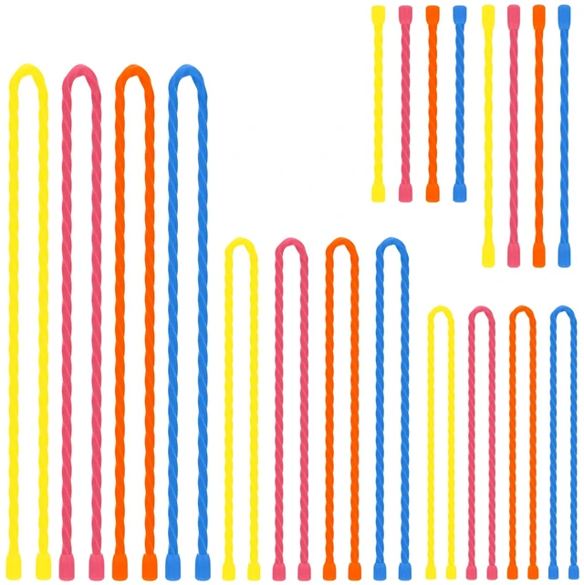 Main image of 20Pcs 4-24inch Silicone Cable Ties Reusable Steel-Core Silicone Twist Ties Colorful Cable Tie Straps for Bundling and Organizing Bendable Holder Strap for Indoor and Out All Purpose, 4 Colors