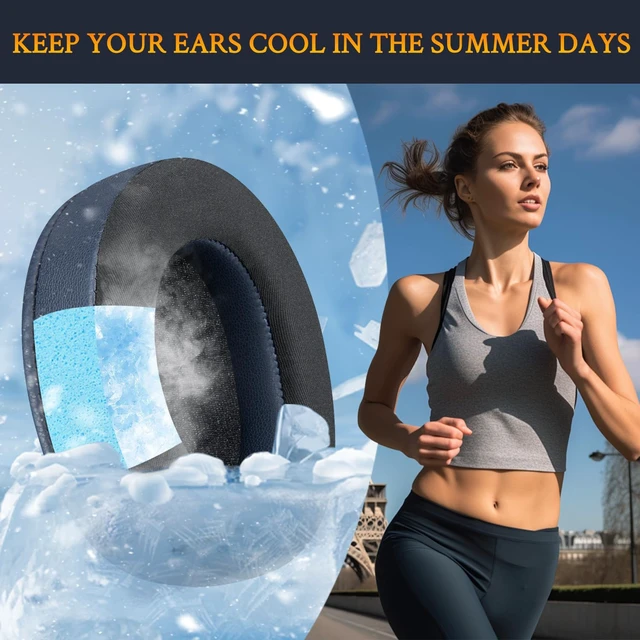 Alt view image 6 of 7 - Cooling-Gel Earpads Replacement for Sony WH-1000XM4 (WH1000XM4) Headphones, Ear Pads Cushions with High-Density Noise Isolation Foam, Added Thickness, Without Affecting Sensor - Navy Blue