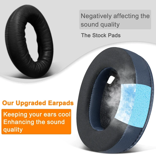 Alt view image 7 of 7 - Cooling-Gel Earpads Replacement for Sony WH-1000XM4 (WH1000XM4) Headphones, Ear Pads Cushions with High-Density Noise Isolation Foam, Added Thickness, Without Affecting Sensor - Navy Blue