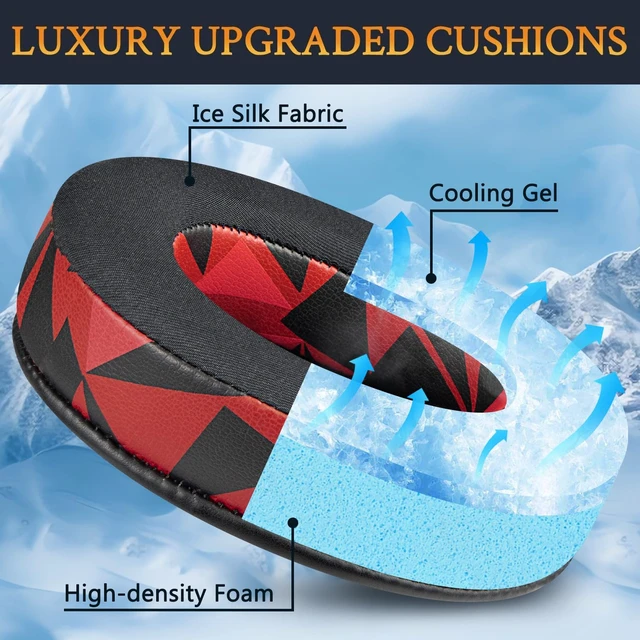 Alt view image 5 of 7 - Cooling-Gel Earpads Replacement for Sony WH-1000XM4 (WH1000XM4) Headphones, Ear Pads Cushions with High-Density Noise Isolation Foam, Added Thickness, Without Affecting Sensor - Red Storm