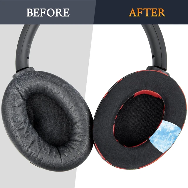 Alt view image 4 of 7 - Cooling-Gel Earpads Replacement for Sony WH-1000XM4 (WH1000XM4) Headphones, Ear Pads Cushions with High-Density Noise Isolation Foam, Added Thickness, Without Affecting Sensor - Red Storm