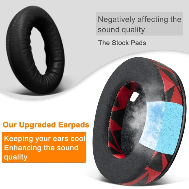 Alt view image 7 of 7 - Cooling-Gel Earpads Replacement for Sony WH-1000XM4 (WH1000XM4) Headphones, Ear Pads Cushions with High-Density Noise Isolation Foam, Added Thickness, Without Affecting Sensor - Red Storm