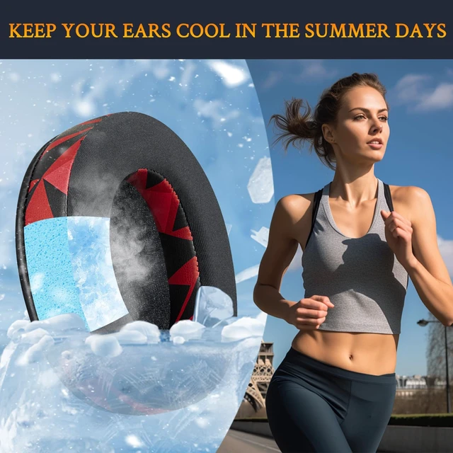 Alt view image 6 of 7 - Cooling-Gel Earpads Replacement for Sony WH-1000XM4 (WH1000XM4) Headphones, Ear Pads Cushions with High-Density Noise Isolation Foam, Added Thickness, Without Affecting Sensor - Red Storm