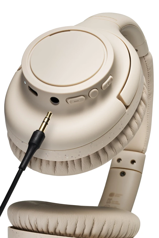 Alt view image 3 of 6 - ATH-S300BTBG Wireless Headphones, Beige 90-hour battery with digital hybrid noise cancellation for travel, commuting and multitasking