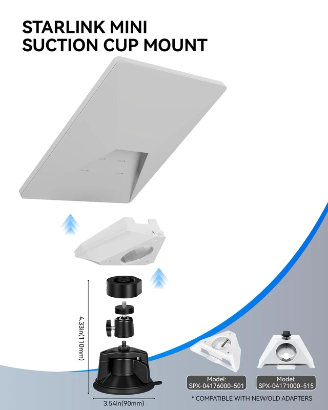 Alt view image 6 of 7 - Starlink Mini Suction Cup Mount with Starlink Mini Satellite - 3.5X Stronger Grip, 90mm Vacuum Chamber, Anti-Shake for Car/RV/Window Roof