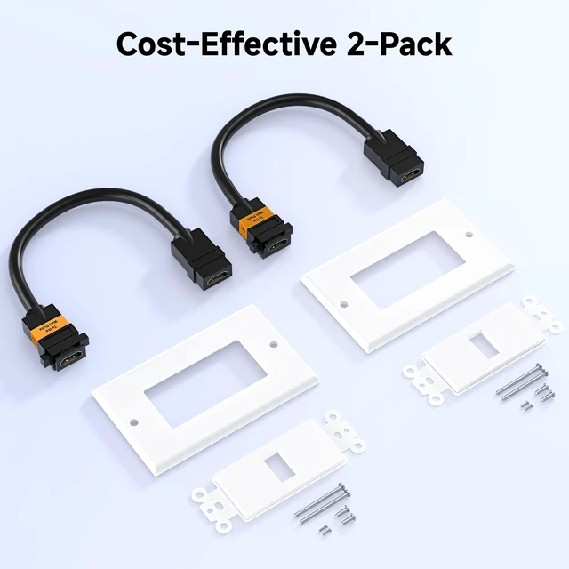 Alt view image 7 of 7 - 2-Pack 1-Port 4K HDMI Wall Plate, White 4K@60Hz UHD ARC and Ethernet Pass-Thru Support