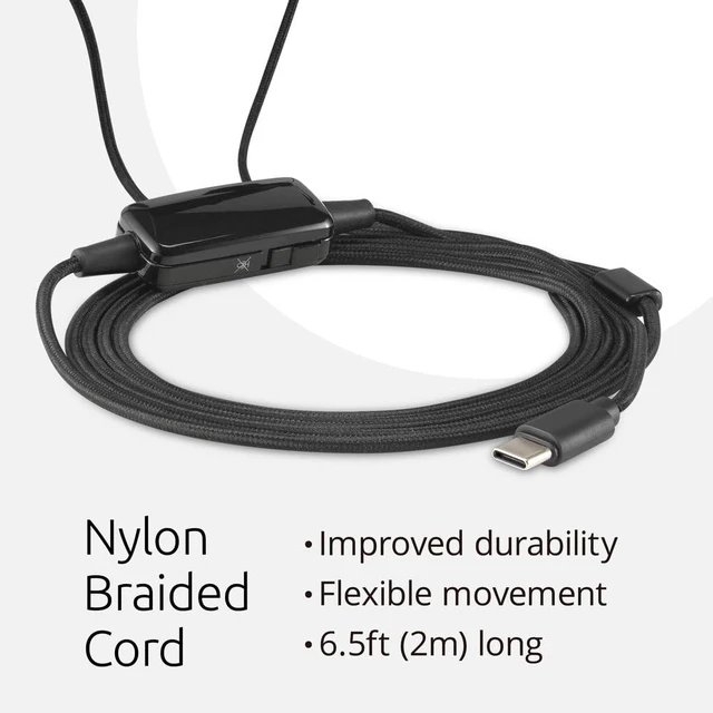 Alt view image 4 of 7 - Classic EQ USB-C Headset with Mic and Volume Control, 6 ft (1.8m) Nylon Braided Cord, for School, Kids, Adults, Padded Adjustable Headband, Black (K97464WW)