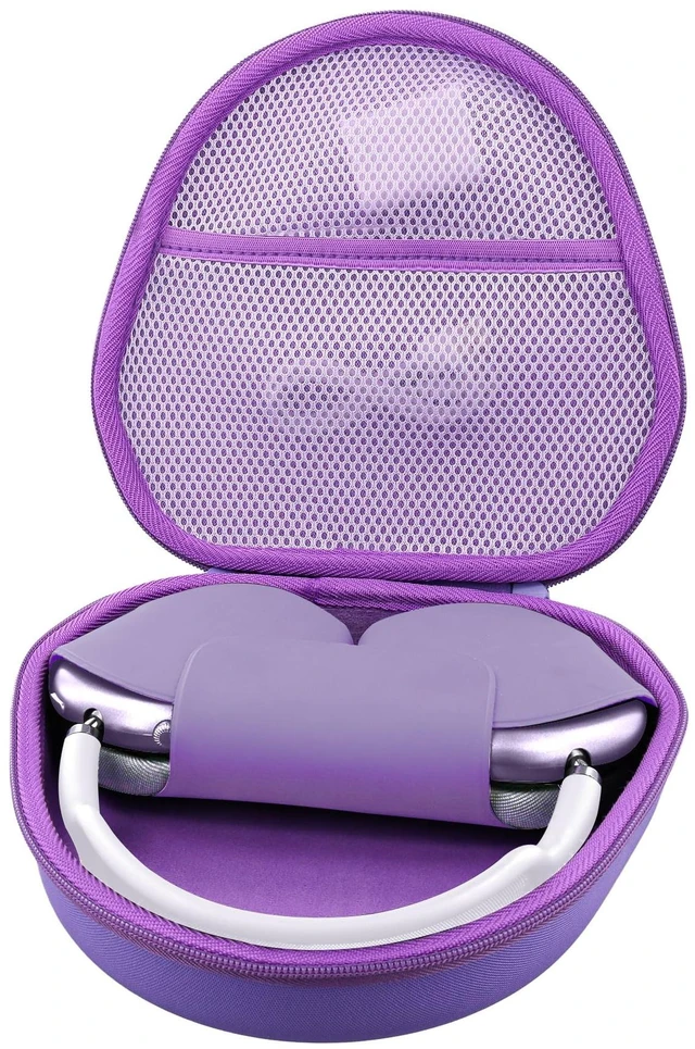 Main image of Case for Apple Airpods Max/Max 2 Wireless Over-Ear Headphones,Purple EVA Hard Shell, Mesh Pocket Accessory Storage, Travel-Ready Portable Storage for Apple Airpods Max 2 Headphones