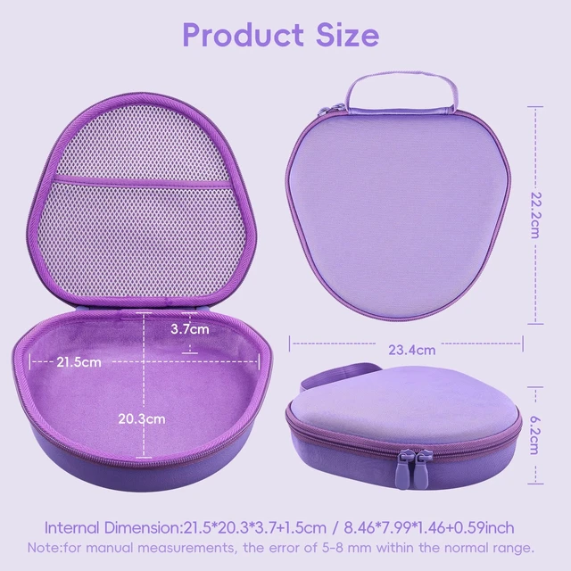 Alt view image 5 of 7 - Case for Apple Airpods Max/Max 2 Wireless Over-Ear Headphones,Purple EVA Hard Shell, Mesh Pocket Accessory Storage, Travel-Ready Portable Storage for Apple Airpods Max 2 Headphones