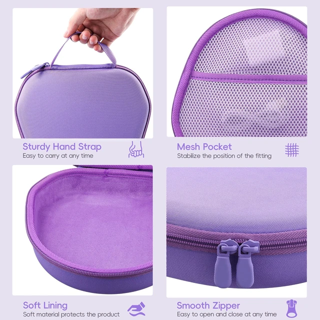 Alt view image 4 of 7 - Case for Apple Airpods Max/Max 2 Wireless Over-Ear Headphones,Purple EVA Hard Shell, Mesh Pocket Accessory Storage, Travel-Ready Portable Storage for Apple Airpods Max 2 Headphones