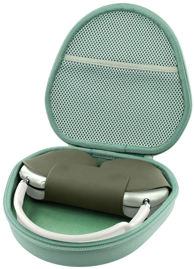 Main image of Case for Apple Airpods Max/Max 2 Wireless Over-Ear Headphones,Green EVA Hard Shell, Mesh Pocket Accessory Storage, Travel-Ready Portable Storage for Apple Airpods Max 2 Headphones