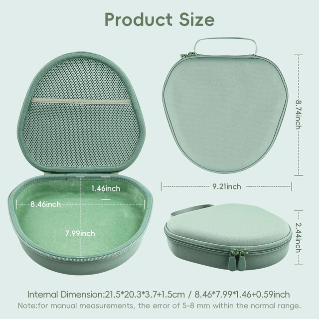 Alt view image 4 of 7 - Case for Apple Airpods Max/Max 2 Wireless Over-Ear Headphones,Green EVA Hard Shell, Mesh Pocket Accessory Storage, Travel-Ready Portable Storage for Apple Airpods Max 2 Headphones