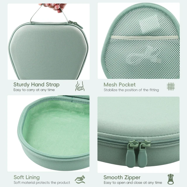 Alt view image 5 of 7 - Case for Apple Airpods Max/Max 2 Wireless Over-Ear Headphones,Green EVA Hard Shell, Mesh Pocket Accessory Storage, Travel-Ready Portable Storage for Apple Airpods Max 2 Headphones