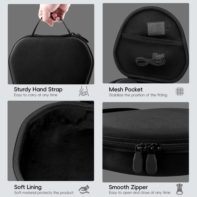 Alt view image 4 of 7 - Case for Apple Airpods Max/Max 2 Wireless Over-Ear Headphones,Black EVA Hard Shell, Mesh Pocket Accessory Storage, Travel-Ready Portable Storage for Apple Airpods Max 2 Headphones
