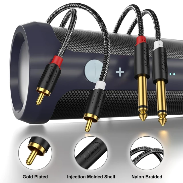 Alt view image 2 of 7 - RCA to 1/4" Stereo Audio Interconnect Cable, 15 Feet Dual 1/4 inch TS to 2RCA Cable with Nylon Braided Jacket, Gold-Plated Plugs and Dual Shielding for Mixers, Amps and Hi-Fi