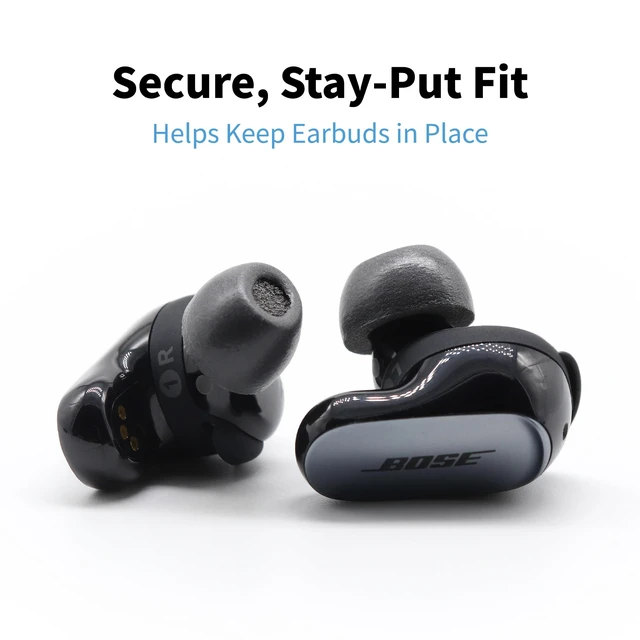 Alt view image 4 of 7 - TrueGrip MAX Memory Foam Replacement Earbud Tips For Bose QuietComfort, II, Ultra 1&2 Ultimate Comfort, Secure Fit, Superior Noise Isolation, Black, S/M/L (3 Pairs)