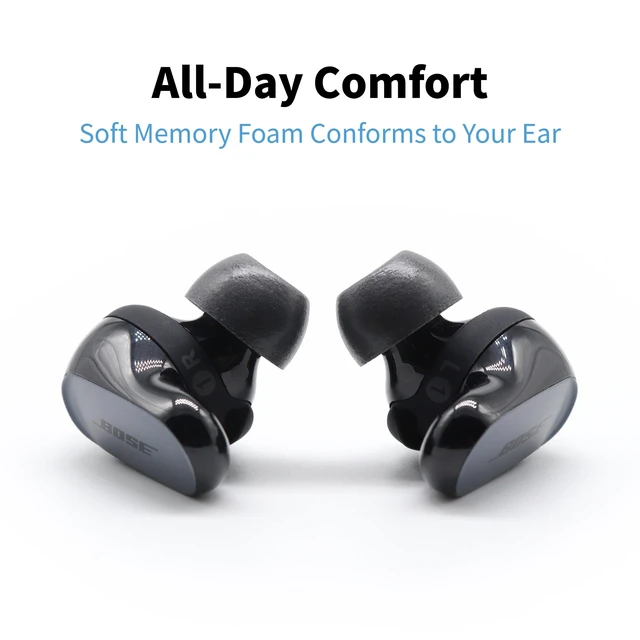 Alt view image 3 of 7 - TrueGrip MAX Memory Foam Replacement Earbud Tips For Bose QuietComfort, II, Ultra 1&2 Ultimate Comfort, Secure Fit, Superior Noise Isolation, Black, S/M/L (3 Pairs)