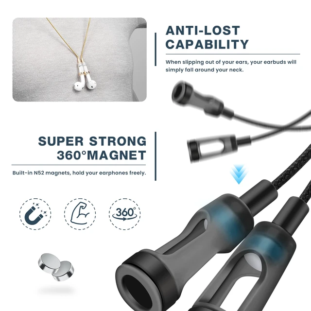 Alt view image 5 of 7 - Anti-Lost Neck Strap for Airpods, Strong Magnetic Necklace Holder String, Sports Lanyard for Headphone Compatible with AirPods 1&2 /3rd /Pro/Pro 2 Black