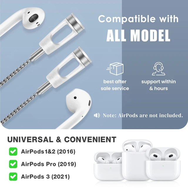 Alt view image 2 of 7 - Anti-Lost Neck Strap for Airpods, Strong Magnetic Necklace Holder String, Sports Lanyard for Headphone Compatible with AirPods 1&2 /3rd /Pro/Pro 2 o Silver