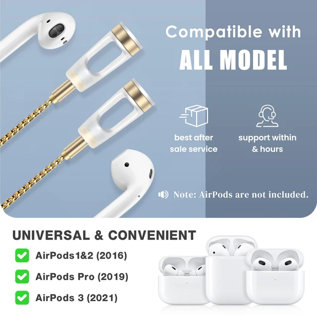 Alt view image 4 of 7 - Anti-Lost Neck Strap for Airpods, Strong Magnetic Necklace Holder String, Sports Lanyard for Headphone Compatible with AirPods 1&2 /3rd /Pro/Pro 2 O Gold