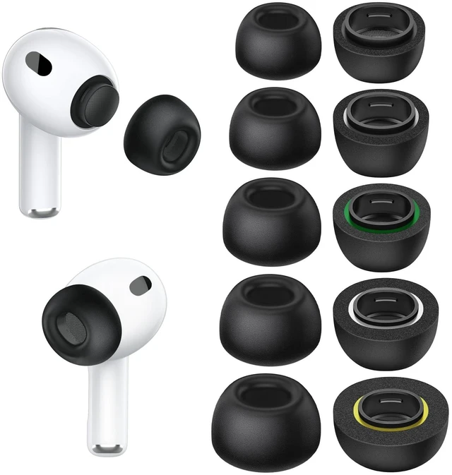 Main image of Memory Foam Ear Tips for AirPods Pro 3, Earbuds Replacement Tip 5 Pairs Secure Fit, Comfortable, Better Noise Canceling, Buds Replacement Foam Tip with Portable Storage Box (XXS/XS/S/M/L, 5 Sizes)
