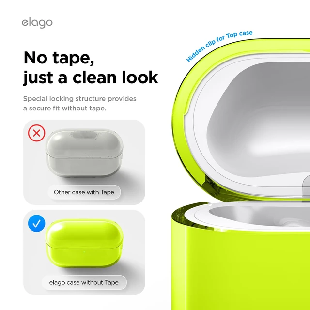 Alt view image 7 of 7 - Clear Case for AirPods Pro 3 Lanyard Included, Strap Included, Reduced Yellowing, Shockproof, Full Protection (Neon Yellow)