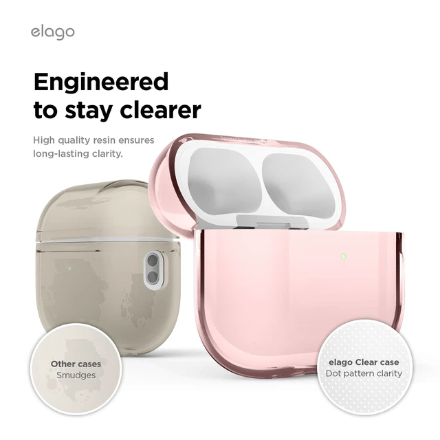 Alt view image 6 of 7 - Clear Case for AirPods Pro 3 Lanyard Included, Strap Included, Reduced Yellowing, Shockproof, Full Protection (Lovely Pink)