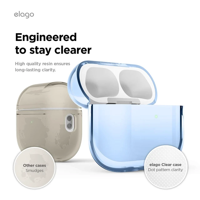 Alt view image 6 of 7 - Clear Case for AirPods Pro 3 Lanyard Included, Strap Included, Reduced Yellowing, Shockproof, Full Protection (Aqua Blue)