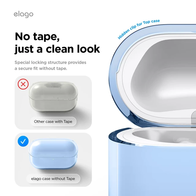 Alt view image 7 of 7 - Clear Case for AirPods Pro 3 Lanyard Included, Strap Included, Reduced Yellowing, Shockproof, Full Protection (Aqua Blue)