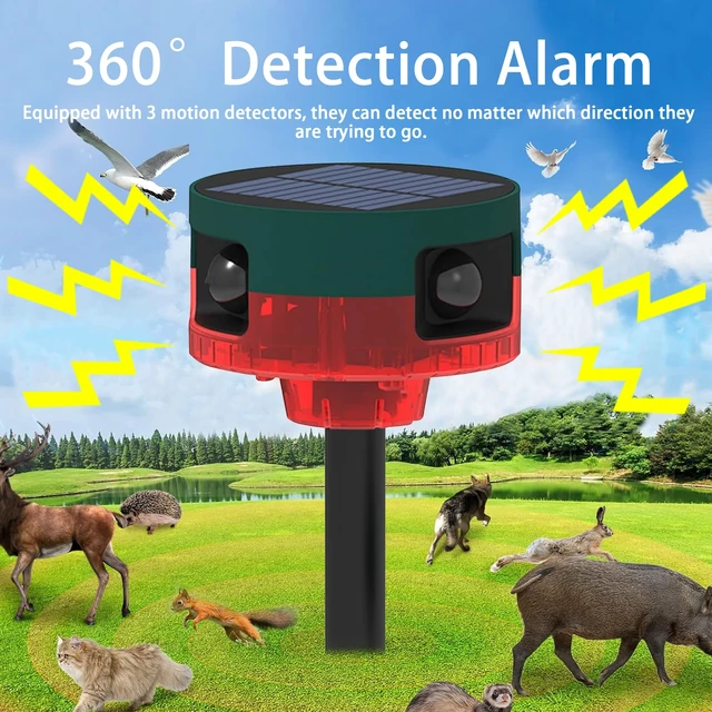 Alt view image 5 of 7 - Solar Outdoor Motion Sensor Alarm: Dog Barking&Gunshot Sound, 129db Loud Siren,Support Recording, 13 Kinds of Sound Strobe Light.4PCS