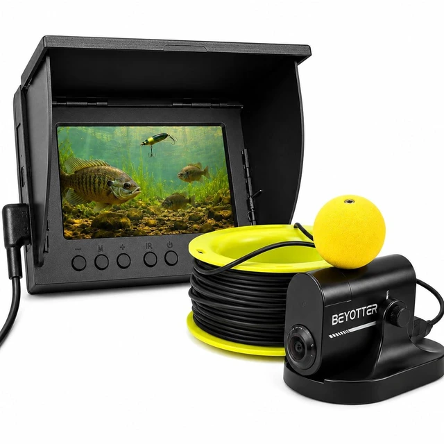 Main image of Underwater Fishing Camera with Controllable Elevating Winch, Portable HD IPS Monitor Fish Finder with IP68 Waterproof Camera, 12 Low-Light IR/LED Vision for Ice, Boat