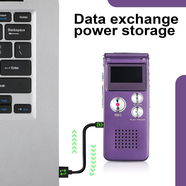 Alt view image 5 of 6 - Ghost Hunting Equipment Paranormal Equipment for Ghost Hunting Digital EVP Voice Activated Recorder Rechargeable Recorder Device with Microphone, 8GB(Purple)