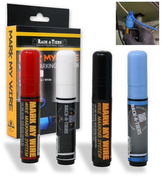 Main image of Mark My Wire - 4 Pack (Black, Blue, Red & White - 1 Each), Wire Marker, Wire Phase Marker, Electrical Marker (52484)
