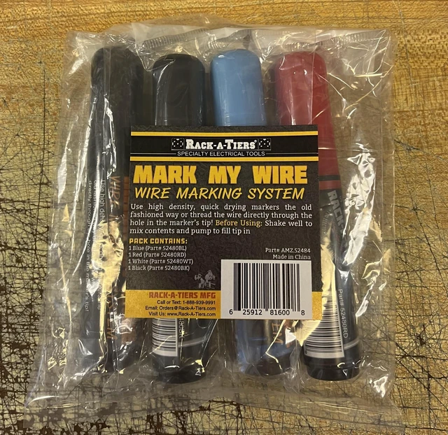 Alt view image 2 of 5 - Mark My Wire - 4 Pack (Black, Blue, Red & White - 1 Each), Wire Marker, Wire Phase Marker, Electrical Marker (52484)