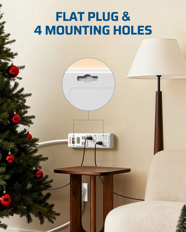 Alt view image 6 of 7 - 8-Outlet Power Strip with Timer for Reptile Light, 15A, UL Listed 4 Timed/4 Always On,14/3 AWG Cord,Digital Timer Outlet for Turtle Grow Light Indoor Bearded Dragon Tank Accessory Aquarium
