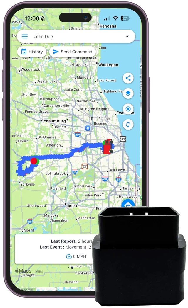 Main image of OBD Plug-in Car GPS Tracker - Easy Setup & Alerts Easy Install- Harsh Driving Alerts - Reporting History and more - Extension Cable Included