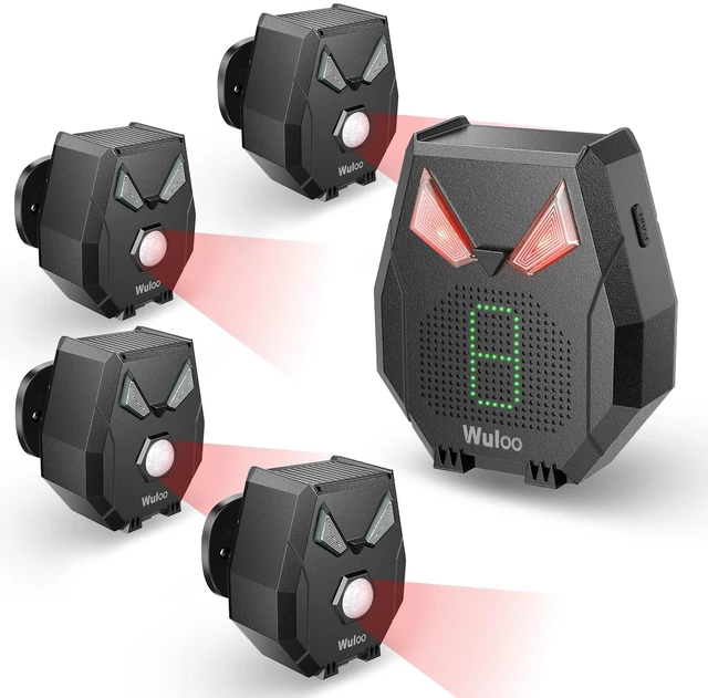 Main image of Solar Wireless Driveway Alarm, Outdoor Motion Sensor Detector Alarms Driveway Alert System 2000ft Long Range with Rechargeable Battery, Outside Weatherproof/Expandable (1 Receiver and 4 sensors)