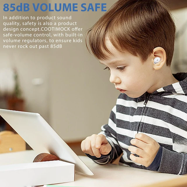 Alt view image 5 of 7 - Kids True Wireless Earbuds, 85dB Volume Limited, Penguin Bluetooth Earbuds for Kids ages 7+, Waterproof, Touch Controls, with Mic, School, Travel, Christmas Birthday Gifts for Kids