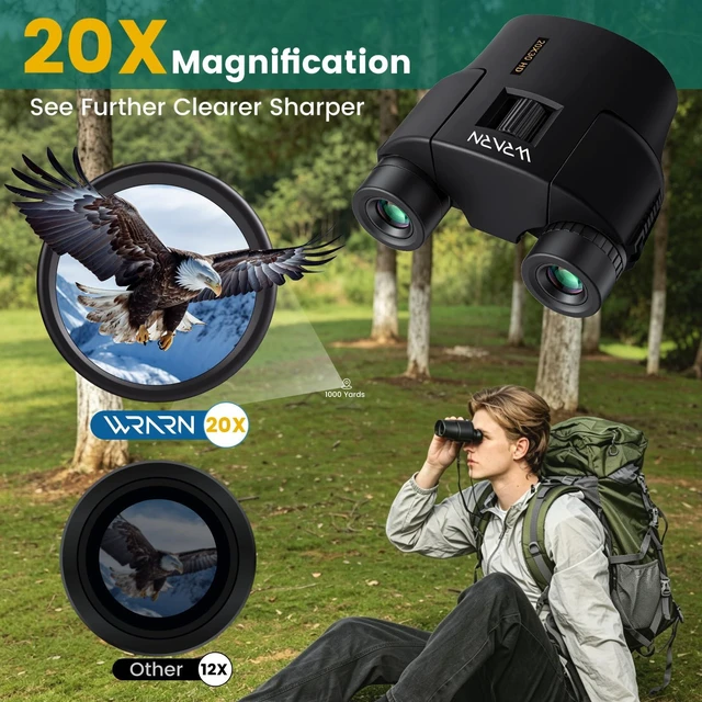 Alt view image 2 of 7 - 20X30 Compact Binoculars for Adults Bird Watching Travel, Black High Power, Low Light Vision, Large Eyepiece Easy Focus for Sightseeing Hiking Camping Cruise Concert
