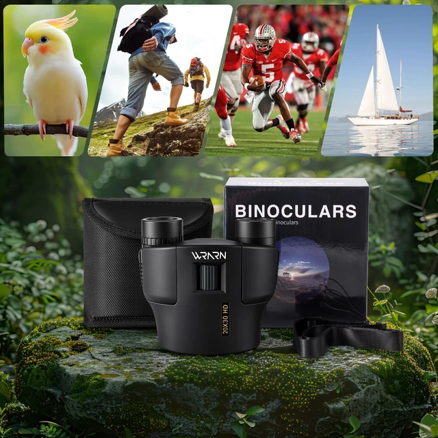 Alt view image 7 of 7 - 20X30 Compact Binoculars for Adults Bird Watching Travel, Black High Power, Low Light Vision, Large Eyepiece Easy Focus for Sightseeing Hiking Camping Cruise Concert