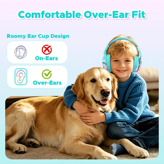Alt view image 2 of 7 - Kids Bluetooth Headphones with mic, 74/85dB Limited, 65H Playtime Fast charging, Bluetooth 5.4, foldable over-ear, AUX for iPad, tablet, airplane, Wireless headphones for kids, Bolt Series
